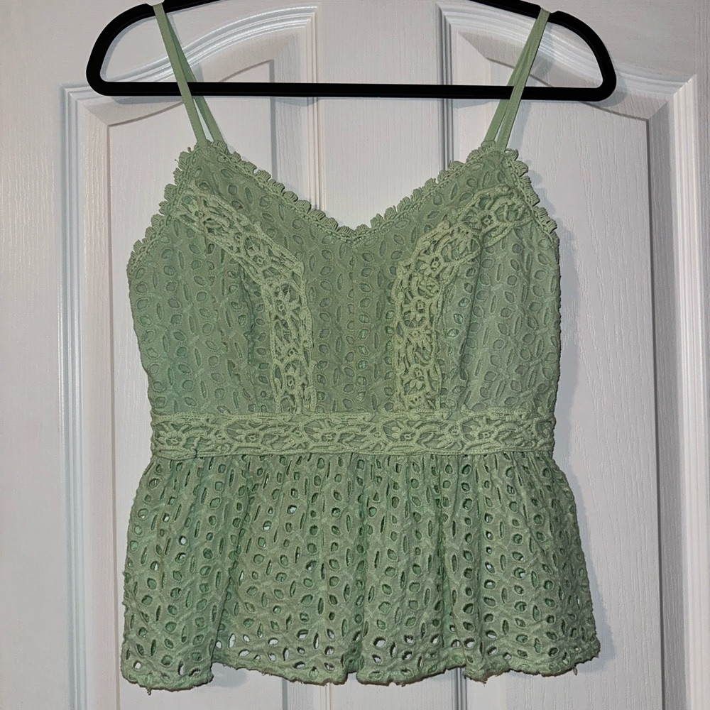 Green Lace Sleeveless Top
